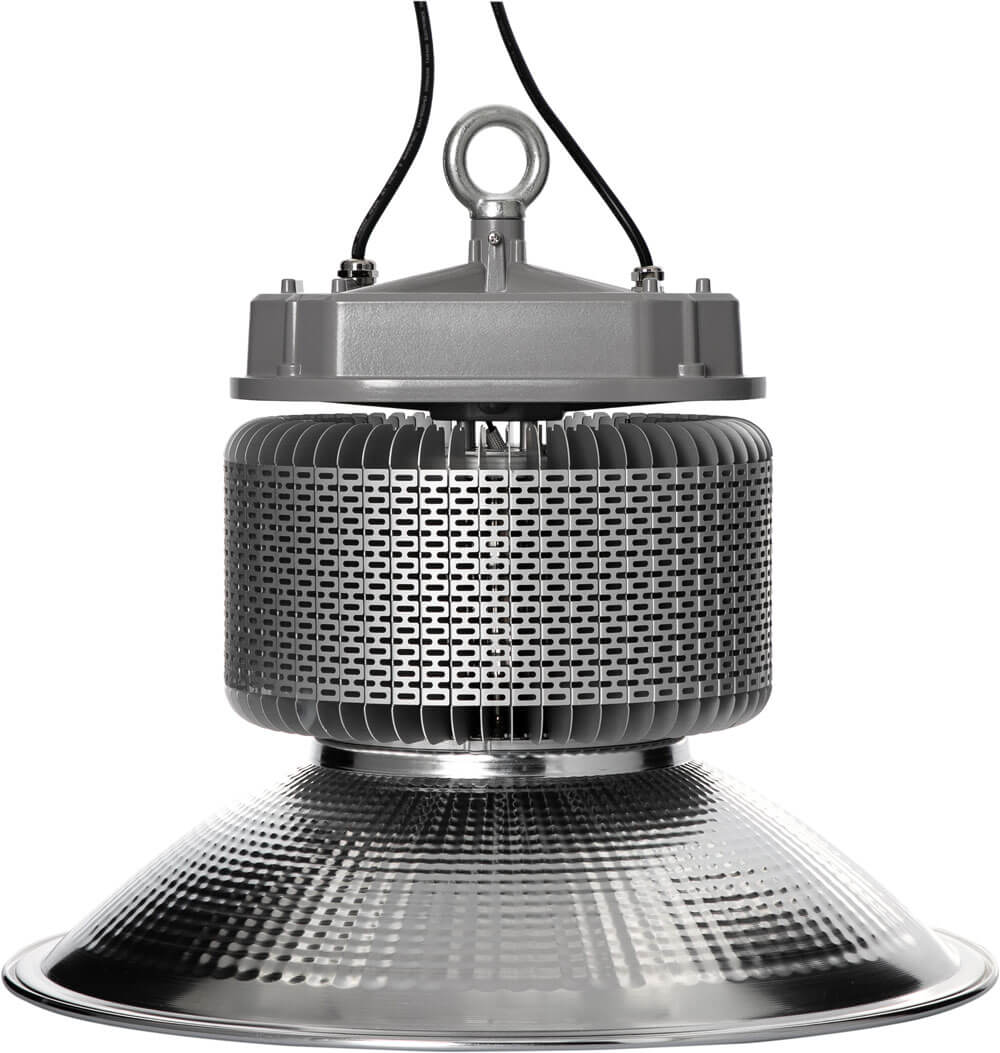 LED Hallenstrahler AML® HB-120 D - dimmbar, 14.400lm, 120W, 4.000K, IP54, 5 Jahre Garantie 2 Design LED Hallenstrahler AML-HB mit silbernem Schirm