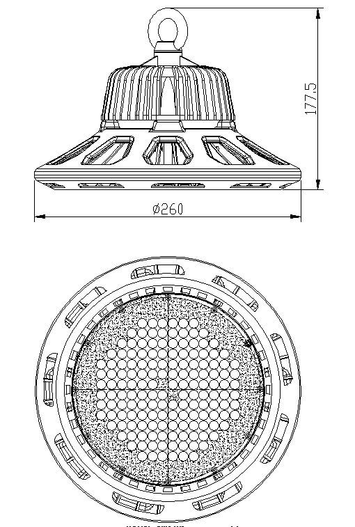 Technische Darstellung der AML-GE-80W mit Abmessungen