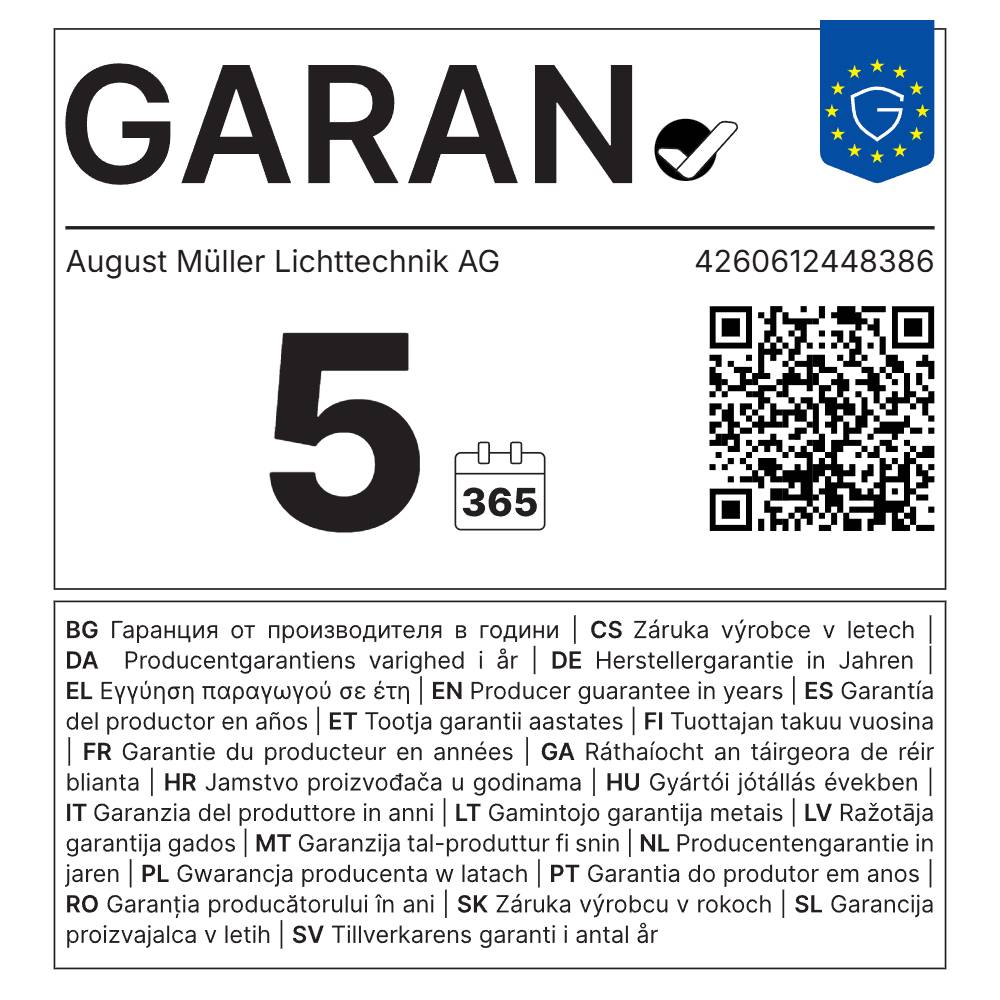 GARAN-Label: 5 Jahre Herstellergarantie für LED Hallenstrahler AML® GE2-100 DA 4000K