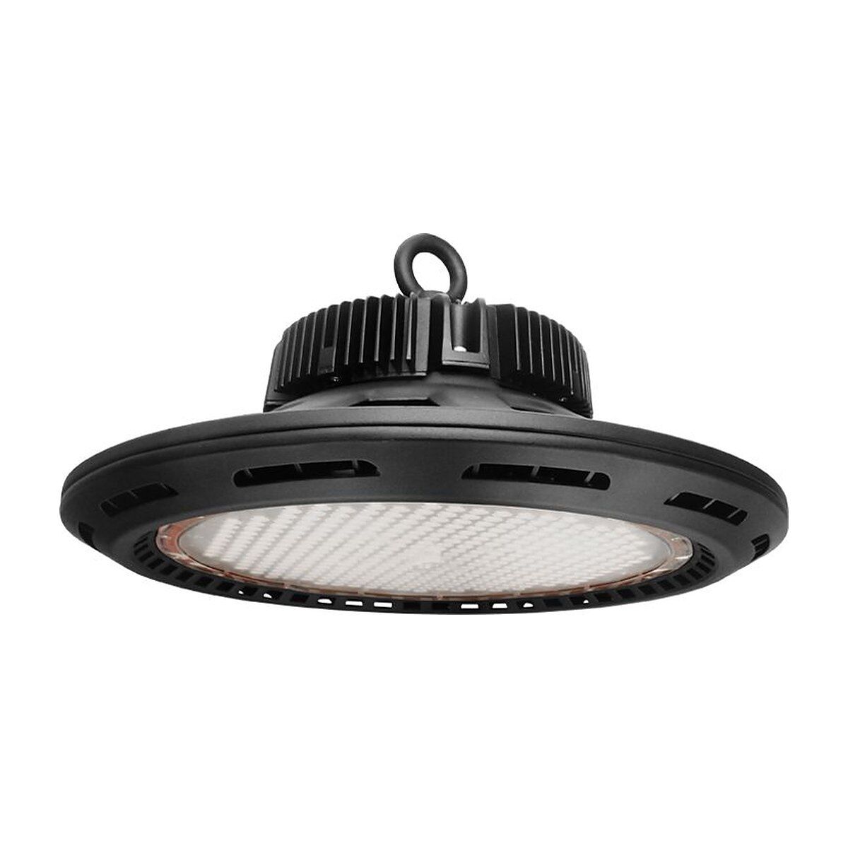 LED Hallenstrahler AML® GE schräg von unten mit breiter LED-Leuchtfläche und Ringöse zur Abhängung