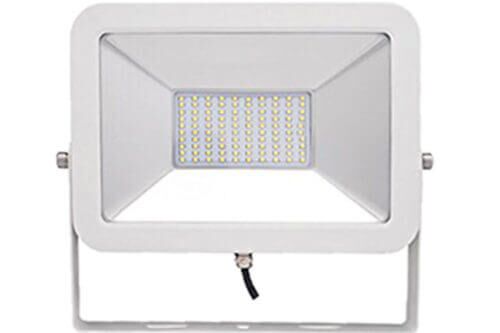 LED Strahler AML-FL, weißes Gehäuse, frontal betrachtet.
